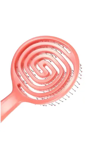 Pembe Pro Üç Boyutlu Oval Saç Fırçası + Pembe Silikon Duş Masaj Tarağı - pembe - 4