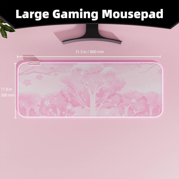 Pembe RGB Oyun Mouse Pad'i (31.5