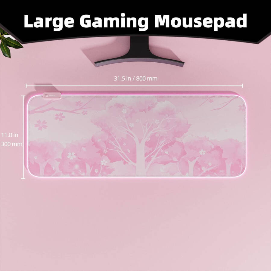 Pembe RGB Oyun Mouse Pad'i (31.5