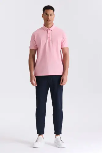 Pembe Slim Fit %100 Pamuk Merserize Polo Yaka T-shirt - 2