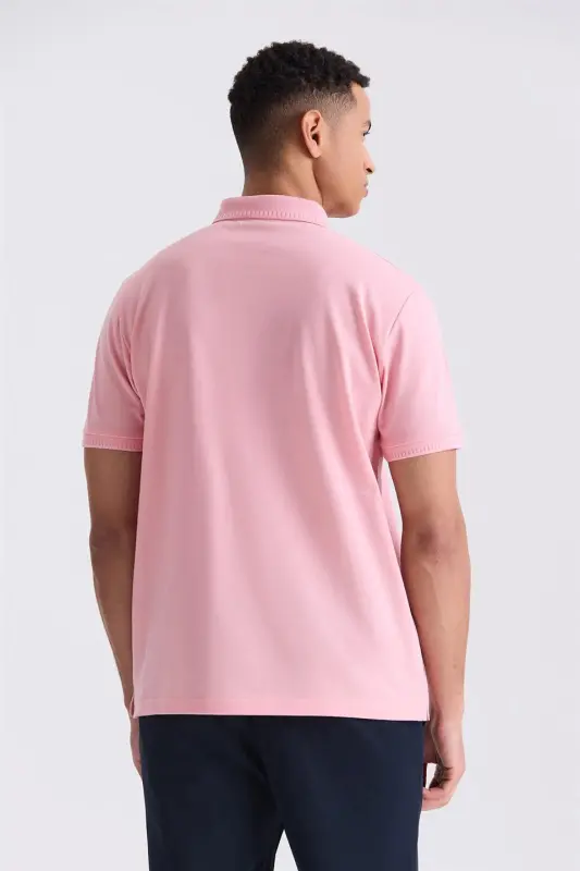 Pembe Slim Fit %100 Pamuk Merserize Polo Yaka T-shirt - 4