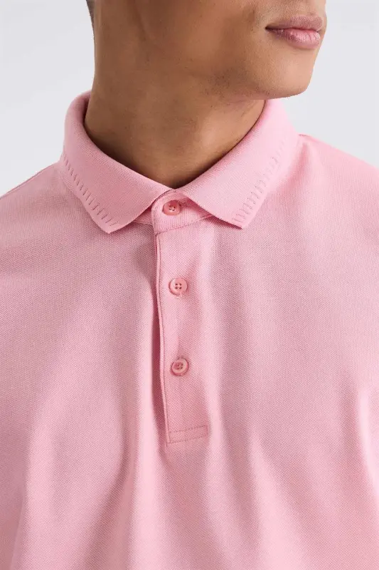 Pembe Slim Fit %100 Pamuk Merserize Polo Yaka T-shirt - 3