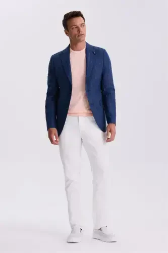 Pembe Slim Fit Triko Bisiklet Yaka T-Shirt - Modazone (1)