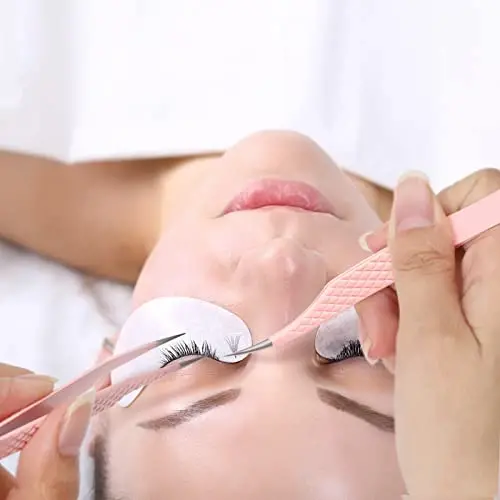 Pink Dolphin-shaped Eyelash Tweezers for Extensions - Curved, Fine, Angled - 7