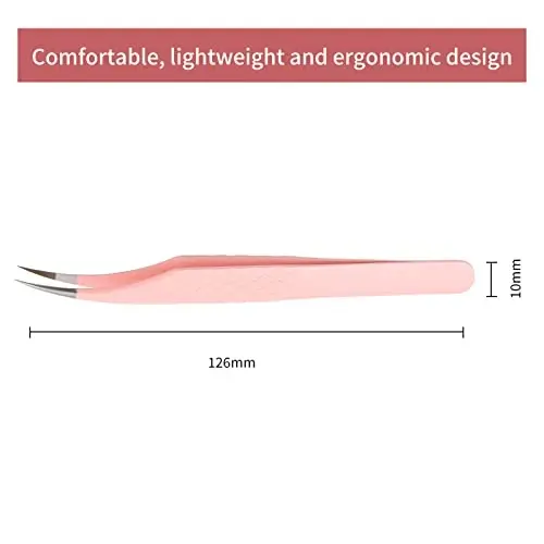 Pink Dolphin-shaped Eyelash Tweezers for Extensions - Curved, Fine, Angled - 4