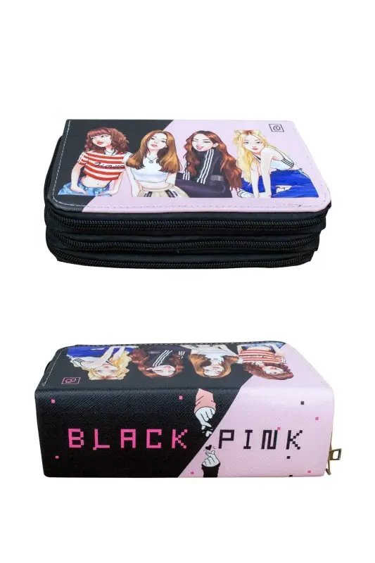 Пенал Black Pink Vegan Кожа Три Отделения (пенал)-Black Pink - 3