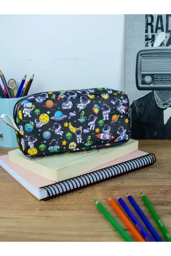 Пенал Космонавт Двухсекционный Веган Кожа (двухкамерный пенал)-2шт Космонавт - ONESIZE (1)