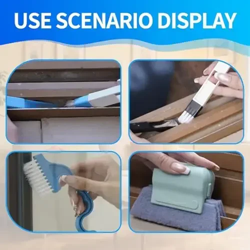 Window Groove Cleaning Brush, 13 PCS Hand-held Magic Window Track Cleaning Tools, Window or Sliding Door Track Cleaner for Sliding Door, Sill, Tile Lines, Shutter, Car Vents, Keyboard, Small Clean Kit - 3