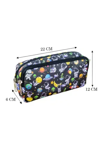 Pencil Box Astronaut Two Compartment Vegan Leather (Double Eyeglass Case)-Set of 2 Astronaut - 3