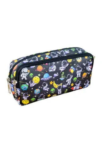 Pencil Box Astronaut Two Compartment Vegan Leather (Double Eyeglass Case)-Set of 2 Astronaut - 4