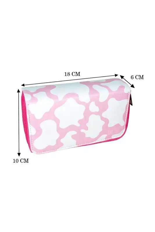 Pencil Box Cow Pattern Candy-Pink Organizer Vegan Leather Three Compartments (pencil case)-3 Candy - 4