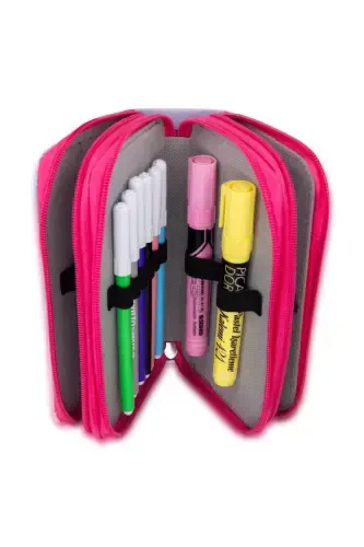 Pencil Box Cow Pattern Candy-Pink Organizer Vegan Leather Three Compartments (pencil case)-3 Candy - 5