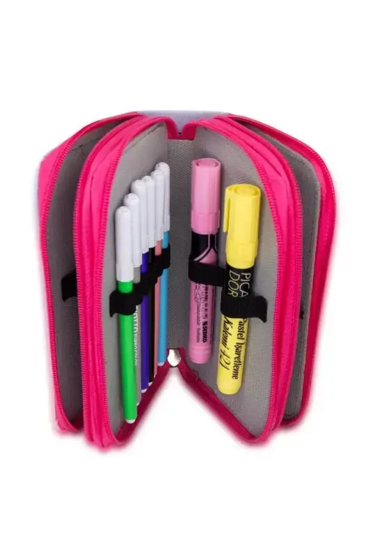 Pencil Box Cow Pattern Candy-Pink Organizer Vegan Leather Three Compartments (pencil case)-3 Candy - 5