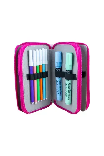 Pencil Box Princess Unicorn Vegan Leather Three Compartment (pencil case)-Princess Unicorn Pink Zipper - 5