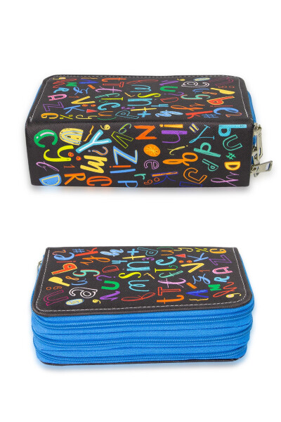 Pencil Case Alphabet Kawaii Pattern Organizer Three Compartments (pencil holder) - 3