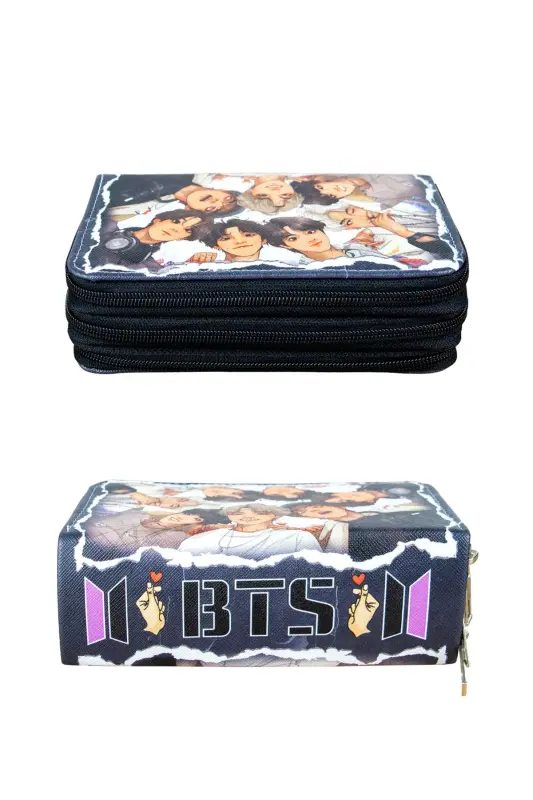 Pencil Case Bts Vegan Leather Three Compartments (pencil case)-BTS - 3