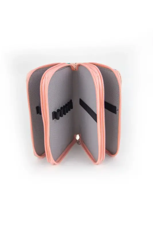 Pencil Case Cow Pattern Pink Vegan Leather Three Compartments (pencil case)-Cow Pattern Pink - 5