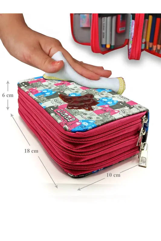 Pencil Case Cute Cats Kawaii Organizer Three Compartment Pencil Holder-Cute Cats - 6