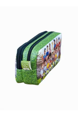 Pencil Case Football Themed Two Compartment Vegan Leather (Double Pocket Pencil Case) - 2 Football Themed - 4