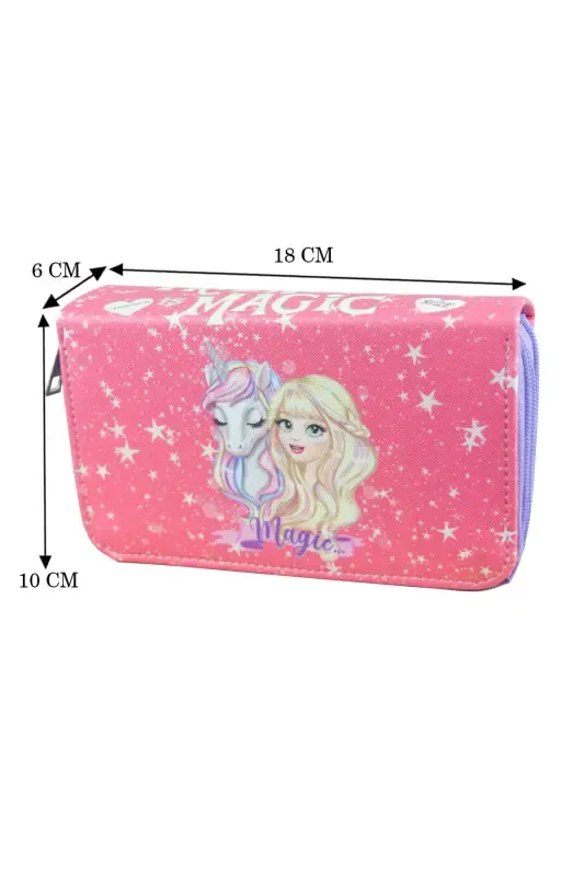 Pencil Case Macig Unicorn Vegan Leather Three Compartment (pencil case)-Macig Unicorn Lilac Zipper - 4