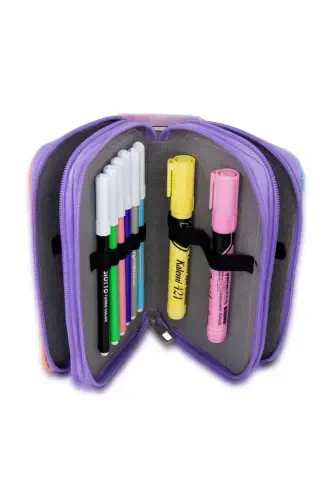 Pencil Case Magic Unicorn Lilac Vegan Leather Three Compartment (pencil case)-Magic Unicorn Lilac - 5