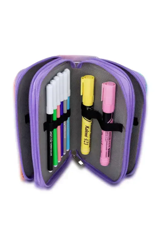 Pencil Case Magic Unicorn Lilac Vegan Leather Three Compartment (pencil case)-Magic Unicorn Lilac - 5