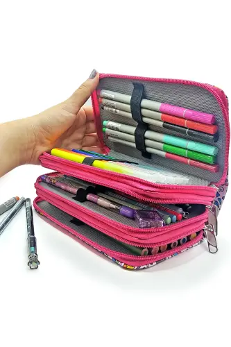 Pencil Case Music Patterned Kawaii Organizer Pencil Box Vegan Leather Three Compartment Pencil Case-colorful4 - 4