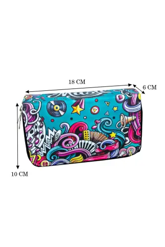 Pencil Case Music Vegan Leather Three Compartments (Pencil Box)-Music - 4