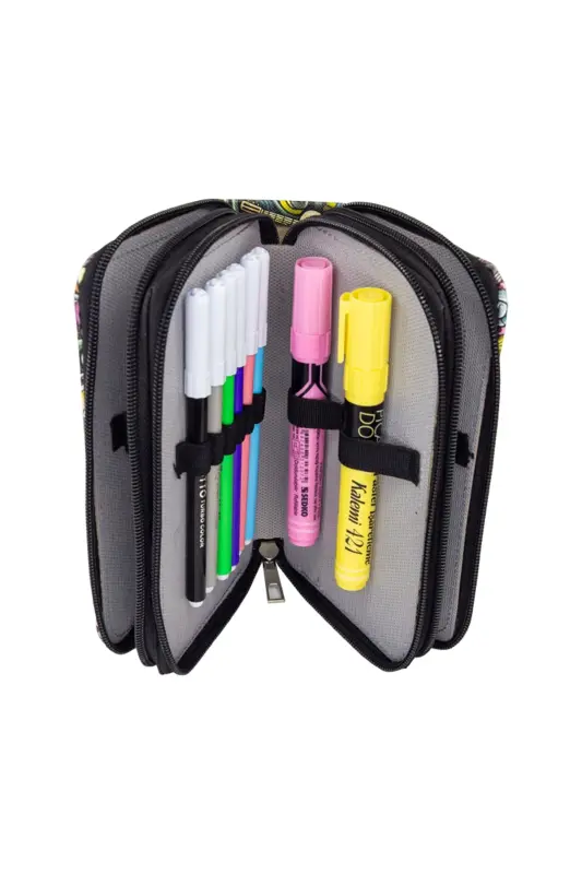 Pencil Case Music Vegan Leather Three Compartments (Pencil Box)-Music - 5