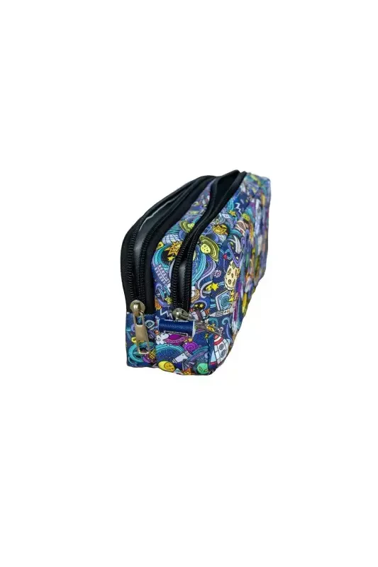 Pencil Case Space Walk Vegan Leather Two Compartment Vegan Leather (DOUBLE-EYE PENCIL BOX)-Set of 2 Space Walk - 4