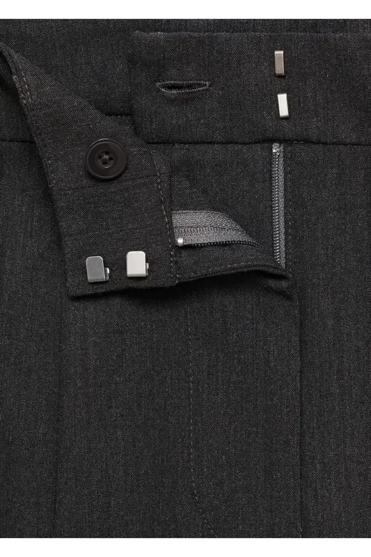 Pencil Leg Regular Fit Pants-Gray - 4