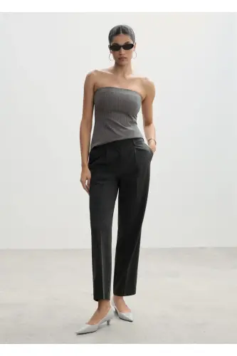 Pencil Leg Regular Fit Pants-Gray - 6