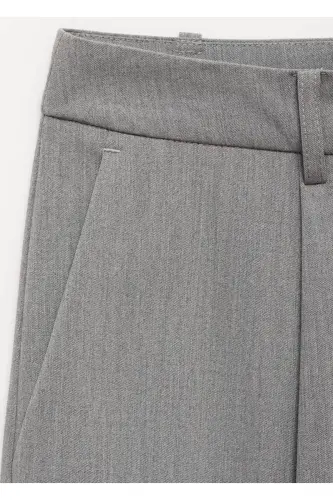 Pencil Straight Leg Trousers-Light Marl Grey - 5