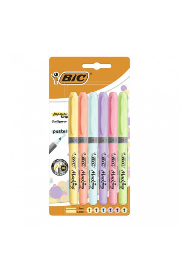 Pencil Type Highlighter Pastel Color 6 Pack - 8