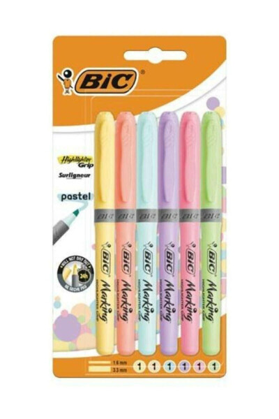 Pencil Type Highlighter Pastel Color 6 Pack - 2