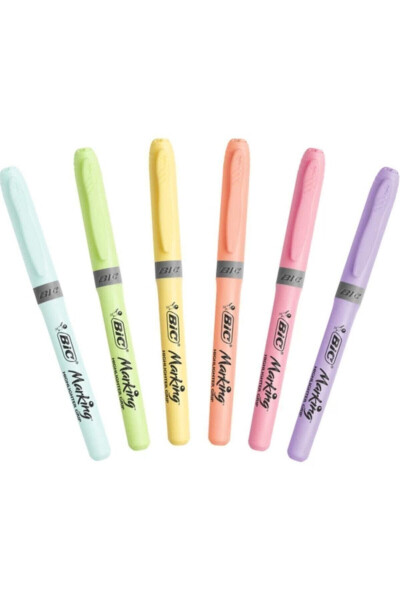 Pencil Type Highlighter Pastel Color 6 Pack - 9