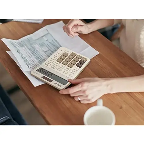 Pendancy 12 Digit Office Calculator Desktop with Tax+/- for Advanced Tax Calculation, Large LCD Display Big Buttons, Dual Power Durable Portable Design, for Financial Accounting Business Use - 2