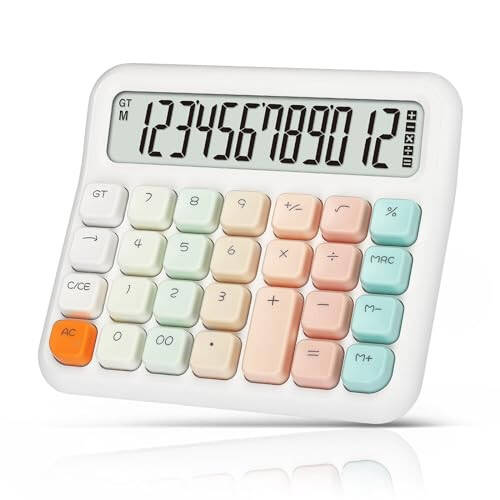 Pendancy Calculators Desktop 12 Digit, Gradient Pink Cute Basic Calculator with Extra Large LCD Display and Buttons, for Office, School, Home Use - 1