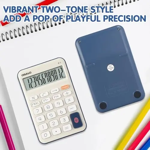 Pendancy Small Desk Calculator Cute, 12 Digit LCD Display, Basic Function, Auto-Sleep, 4.7