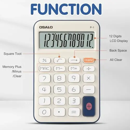 Pendancy Small Desk Calculator Cute, 12 Digit LCD Display, Basic Function, Auto-Sleep, 4.7