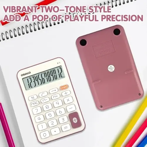 Pendancy Small Desk Calculator Cute, 12 Digit LCD Display, Basic Function, Auto-Sleep, 4.7
