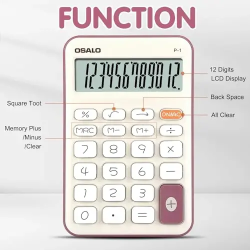 Pendancy Small Desk Calculator Cute, 12 Digit LCD Display, Basic Function, Auto-Sleep, 4.7