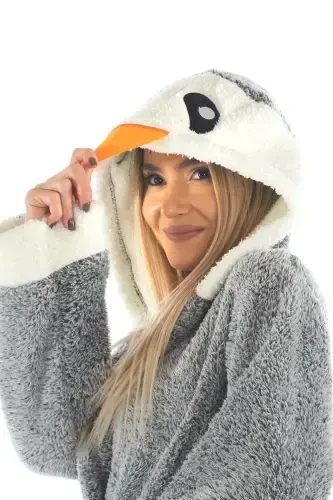 Penguin Embroidered Hooded Wellsoft Bathrobe - ZEYNEP TEKSTIL (1)