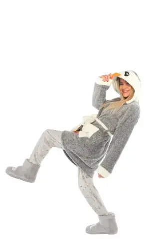 Пенгвин вышитый капюшон wellsoft халат - 3