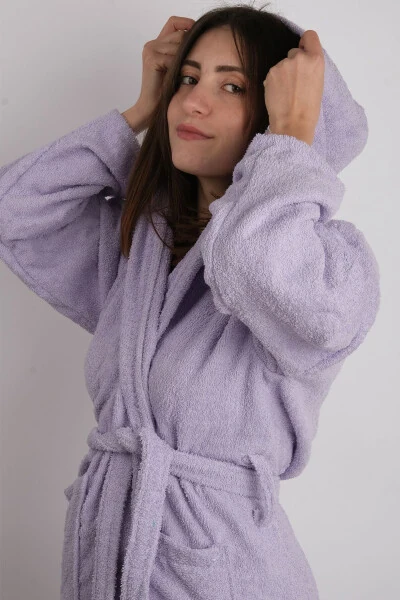 Пеньюар с капюшоном, фиолетовый, большие размеры (S-M-L-XL-2XL-3XL-4XL) - 2