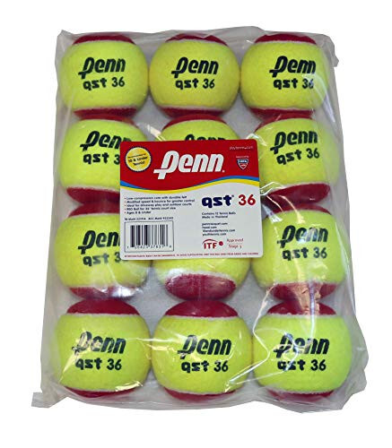 Penn QST 36 Tennis Balls - Youth Felt Red Tennis Balls for Beginners, 12 Ball Polybag - 1