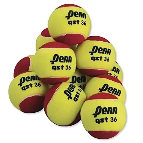 Penn QST 36 Tennis Balls - Youth Felt Red Tennis Balls for Beginners, 12 Ball Polybag - Penn (1)