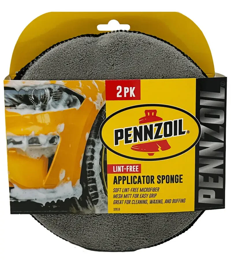 Pennzoil Premium Car Shine Applicator Sponge: Microfiber Sponge Applicator for Cleaning, Car Waxing, and Buffing - Car Washing and Car Care Applicator Sponge - 1