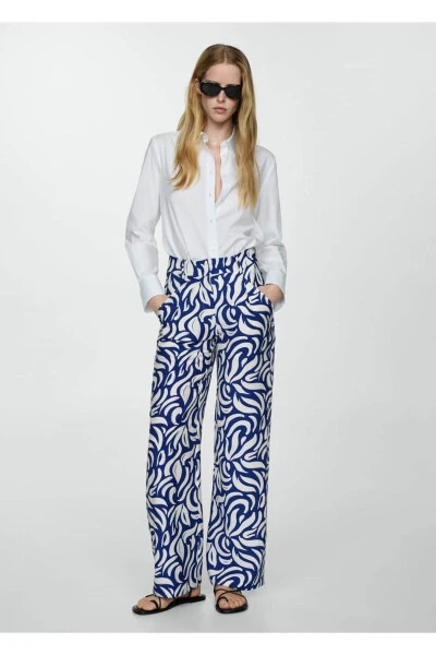 Pensli desenli wideleg pantolon - 2