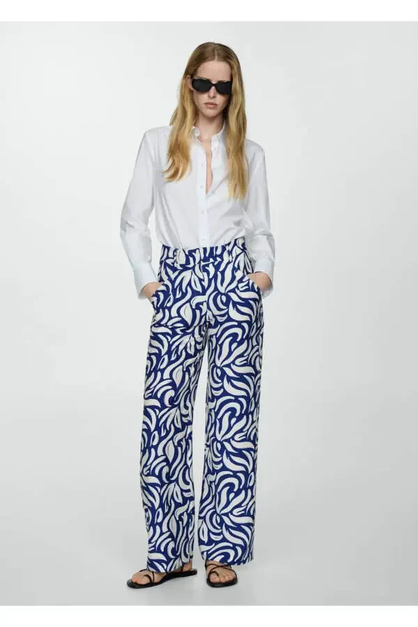 Pensli desenli wideleg pantolon - 2